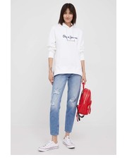 Bluza bluza bawełniana Calista damska kolor biały z kapturem z aplikacją - Answear.com Pepe Jeans