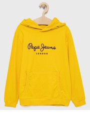 Bluza bluza bawełniana kolor żółty z kapturem z nadrukiem - Answear.com Pepe Jeans