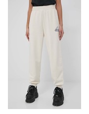 Spodnie spodnie bawełniane damskie kolor beżowy z nadrukiem - Answear.com Adidas