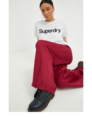 Spodnie spodnie dresowe damskie kolor bordowy gładkie - Answear.com Adidas