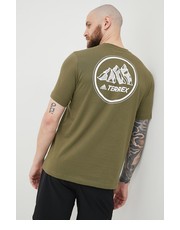 T-shirt - koszulka męska TERREX t-shirt Mountain Graphic męski kolor zielony z nadrukiem - Answear.com Adidas