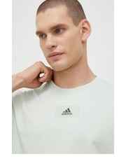 T-shirt - koszulka męska t-shirt bawełniany kolor zielony z nadrukiem - Answear.com Adidas