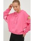 Bluza Adidas bluza damska kolor różowy z kapturem gładka