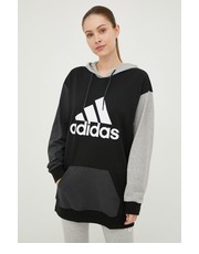 Bluza bluza bawełniana damska kolor czarny z kapturem z nadrukiem - Answear.com Adidas
