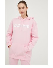 Bluza bluza damska kolor różowy z kapturem z nadrukiem - Answear.com Adidas