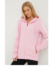 Bluza bluza damska kolor różowy z kapturem z nadrukiem - Answear.com Adidas