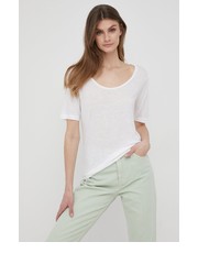 Bluzka t-shirt z domieszką lnu kolor biały - Answear.com Tommy Hilfiger