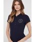 Bluzka Tommy Hilfiger t-shirt damski kolor granatowy z kołnierzykiem