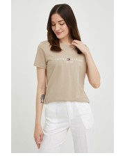 Bluzka t-shirt bawełniany kolor beżowy - Answear.com Tommy Hilfiger