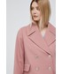 Kurtka Tommy Hilfiger kurtka z domieszką wełny kolor różowy przejściowa oversize