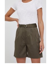 Spodnie szorty damskie kolor zielony gładkie high waist - Answear.com Tommy Hilfiger