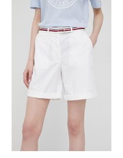 Spodnie szorty damskie kolor biały gładkie medium waist - Answear.com Tommy Hilfiger