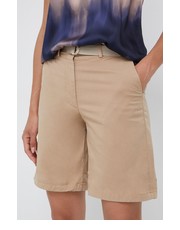Spodnie szorty damskie kolor beżowy gładkie high waist - Answear.com Tommy Hilfiger