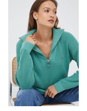 Sweter sweter bawełniany damski kolor zielony lekki z golfem - Answear.com Tommy Hilfiger