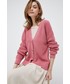 Sweter Tommy Hilfiger kardigan bawełniany damski kolor różowy