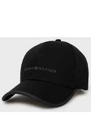 Czapka czapka bawełniana kolor czarny z aplikacją - Answear.com Tommy Hilfiger