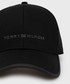 Czapka Tommy Hilfiger czapka bawełniana kolor czarny z aplikacją