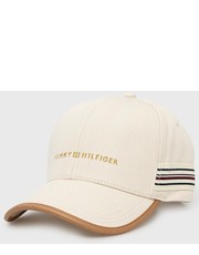 Czapka czapka bawełniana kolor beżowy z aplikacją - Answear.com Tommy Hilfiger