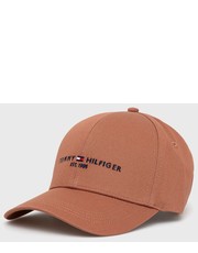 Czapka czapka bawełniana kolor brązowy z aplikacją - Answear.com Tommy Hilfiger