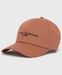 Czapka Tommy Hilfiger czapka bawełniana kolor brązowy z aplikacją