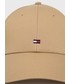 Czapka Tommy Hilfiger czapka bawełniana kolor beżowy gładka