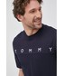 T-shirt - koszulka męska Tommy Hilfiger T-shirt bawełniany kolor granatowy z aplikacją