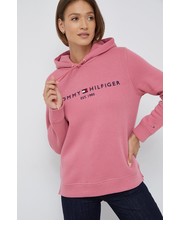 Bluza bluza damska kolor różowy z kapturem z aplikacją - Answear.com Tommy Hilfiger