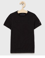 Koszulka T-shirt bawełniany dziecięcy kolor czarny z aplikacją - Answear.com Tommy Hilfiger