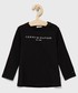 Koszulka Tommy Hilfiger Longsleeve bawełniany dziecięcy kolor czarny z nadrukiem