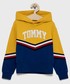 Bluza Tommy Hilfiger Bluza dziecięca kolor żółty z kapturem z nadrukiem