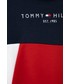 Dres Tommy Hilfiger dres bawełniany dziecięcy kolor granatowy z kapturem wzorzysty