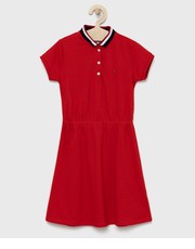 Sukienka dziecięca sukienka dziecięca kolor czerwony midi rozkloszowana - Answear.com Tommy Hilfiger