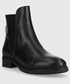 Sztyblety Tommy Hilfiger sztyblety skórzane Th Leather Flat Boot damskie kolor czarny na płaskim obcasie