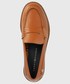 Mokasyny Tommy Hilfiger mokasyny skórzane TH Preppy Flat Loafer damskie kolor brązowy na płaskim obcasie