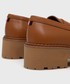 Mokasyny Tommy Hilfiger mokasyny skórzane TH Hardware Chunky Loafer damskie kolor brązowy na platformie