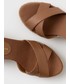 Sandały na obcasie Tommy Hilfiger sandały skórzane damskie kolor brązowy na koturnie