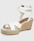 Sandały na obcasie Tommy Hilfiger sandały skórzane damskie kolor biały na koturnie