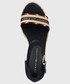 Sandały na obcasie Tommy Hilfiger sandały damskie kolor granatowy na koturnie
