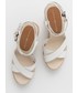 Sandały na obcasie Tommy Hilfiger sandały skórzane damskie kolor biały na koturnie