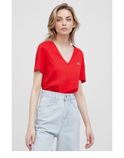 Bluzka t-shirt bawełniany kolor czerwony - Answear.com Lacoste