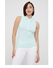 Bluzka top damski kolor turkusowy z kołnierzykiem - Answear.com Lacoste