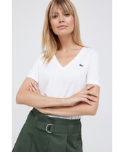 Bluzka t-shirt bawełniany kolor biały - Answear.com Lacoste