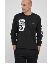 T-shirt - koszulka męska Longsleeve bawełniany kolor czarny z nadrukiem - Answear.com Lacoste