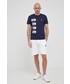 T-shirt - koszulka męska Lacoste T-shirt bawełniany kolor granatowy z nadrukiem