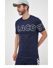 T-shirt - koszulka męska t-shirt bawełniany kolor granatowy z nadrukiem - Answear.com Lacoste