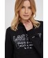 Bluza Lacoste bluza damska kolor czarny z kapturem z aplikacją