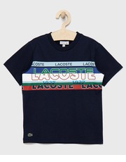 Koszulka t-shirt bawełniany dziecięcy kolor granatowy z nadrukiem - Answear.com Lacoste