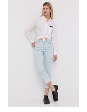 Koszula koszula damska kolor biały regular z kołnierzykiem klasycznym - Answear.com Love Moschino
