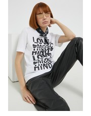 Bluzka t-shirt bawełniany kolor biały - Answear.com Love Moschino