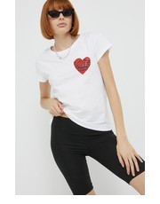 Bluzka t-shirt bawełniany kolor biały - Answear.com Love Moschino